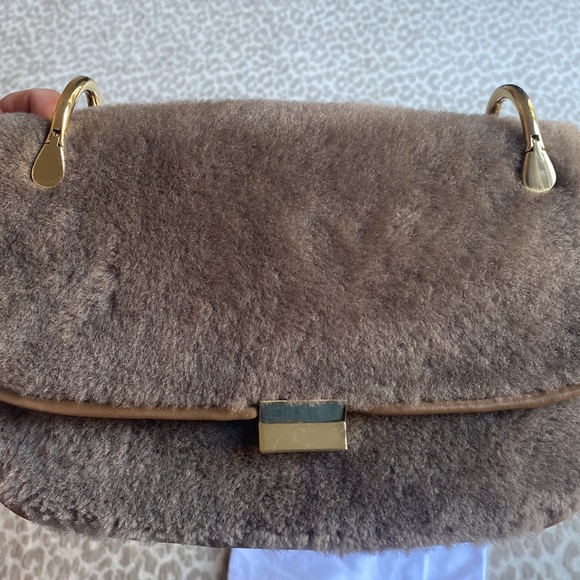 Elizabeth and James, Shearling Fur & Leather Charlie Shoulder Bag, Stone - Picture 8 of 13